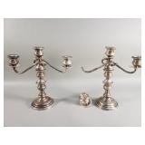 Pair of sterling silver weighted candelabras