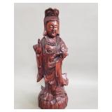 Vintage carved wood Guanyin sculpture