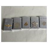 Group of 5 vintage Zippo lighters