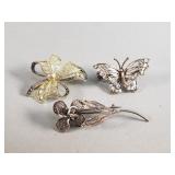 Group of silver brooches, two 800 silver