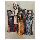 Group of Halloween witch decorations