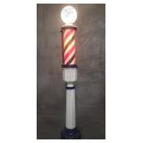 Vintage free standing metal barber pole with