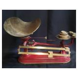 Antique metal and brass balance scale
