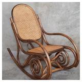 Thonet-style bentwood and cane rocking chair