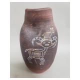 Vintage hand painted terracotta vase