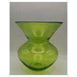 Vintage hand-blown chartreuse green art glass vase