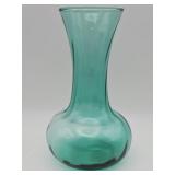 Vintage aqua green spiral optic art glass vase