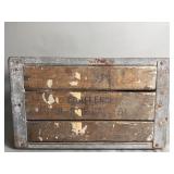 Vintage wood & metal milk crate