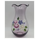 Vintage hand-blown purple art glass vase with