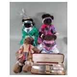 Group of Native American themed plush teddy bears