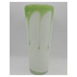 Vintage hand-blown green and white cased art