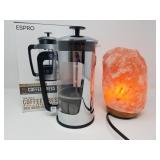ESPRO P5 French press & pink Himalayan salt lamp