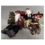 Group of Santa Claus doll decorations and