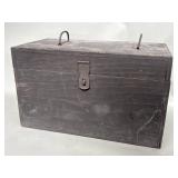 Vintage wood tool box with contents