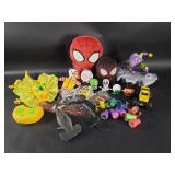 Box of miscellaneous toys and puppets
