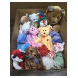 Box of 16 Beanie Babies and 1 plush