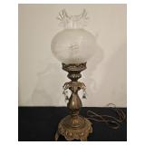 Vintage brass parlor-style hurricane table lamp