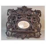 Antique carved wood wall pocket