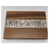 Vintage Mid-century Modern wood and pewter