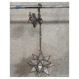 Vintage frosted glass star pendant light fixture