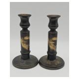 Pair of vintage Japanese brass candlesticks with