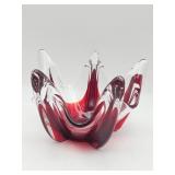 Vintage Mid-century Modern hand-blown red and