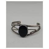 Vintage sterling silver and onyx cuff bracelet