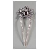 Antique sterling silver and garnet hairpin