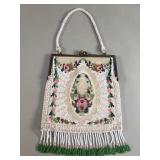 Antique micro-glass beaded flapper purse