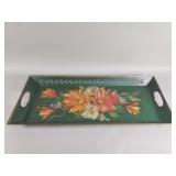 Vintage handpainted floral toleware metal