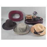 Box of miscellaneous women's hats. Sculpture