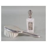 Crystal and silver perfume bottle and sterling