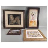 Painting on leather, abstract lithograph, etc