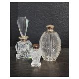 Vintage sterling silver cut glass perfume bottles