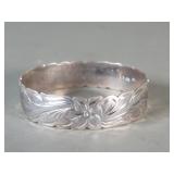 Sterling silver bracelet with engraved floral