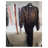 Women's vintage silk robe, Coach belt, etc