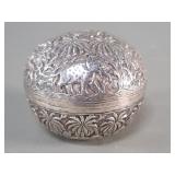 Vintage silver spherical trinket box.