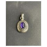 Vintage sterling silver and amethyst pendant