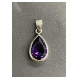 Vintage sterling silver and amethyst pendant