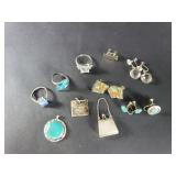 Sterling silver earrings, pendants, and rings