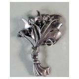 Vintage sterling silver floral bouquet brooch