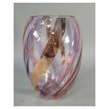 Bohemian style art glass vase featuring an