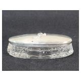 Antique English cut crystal trinket box with