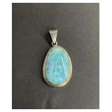Vintage sterling silver and larimar pendant