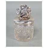 Antique crystal jar with silver hallmarked lid