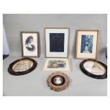 Bundle of vintage prints etching, and fabric art