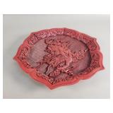 Vintage Chinese red cinnabar plate