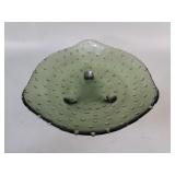 Smoked green glass footed bowl