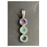 Sterling silver pendant with multi-stones