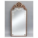 Vintage carved wood and etched mirror